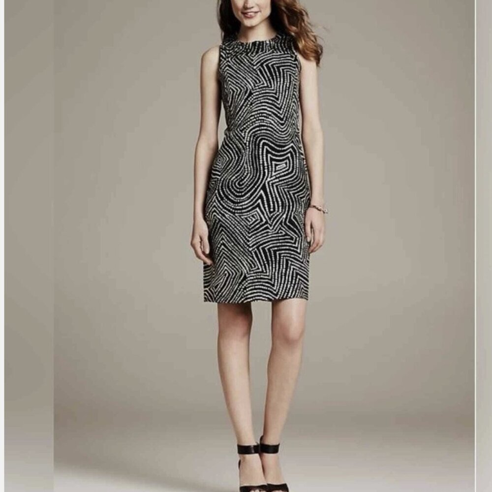 Banana Republic Heritage Zebra Sleeveless Dress 100% Cotton, lined, zipper,  10